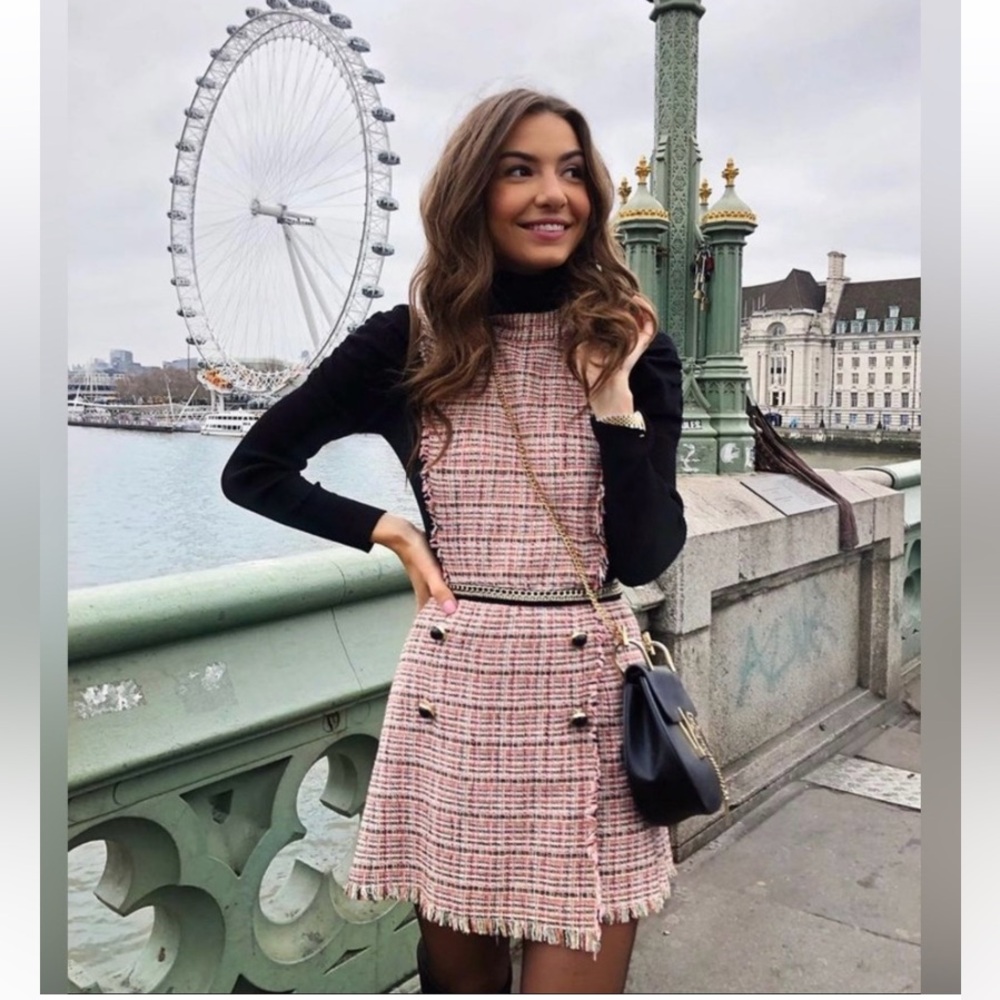 Zara Women tweed romper/skort Zara blogger favorite size small